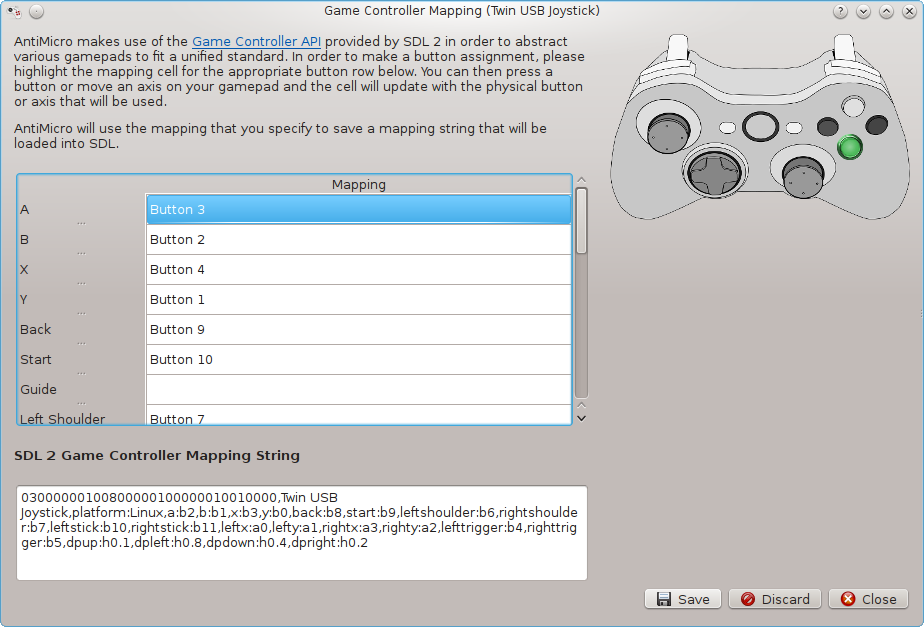 AntiMicro Game Controller Mapping Window