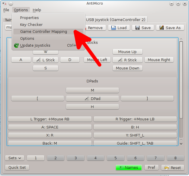 AntiMicroX Option Mapping