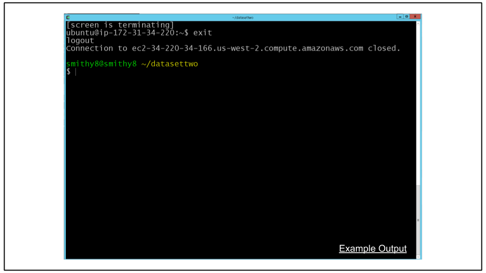 Terminal showing exit from CDeep3M instance