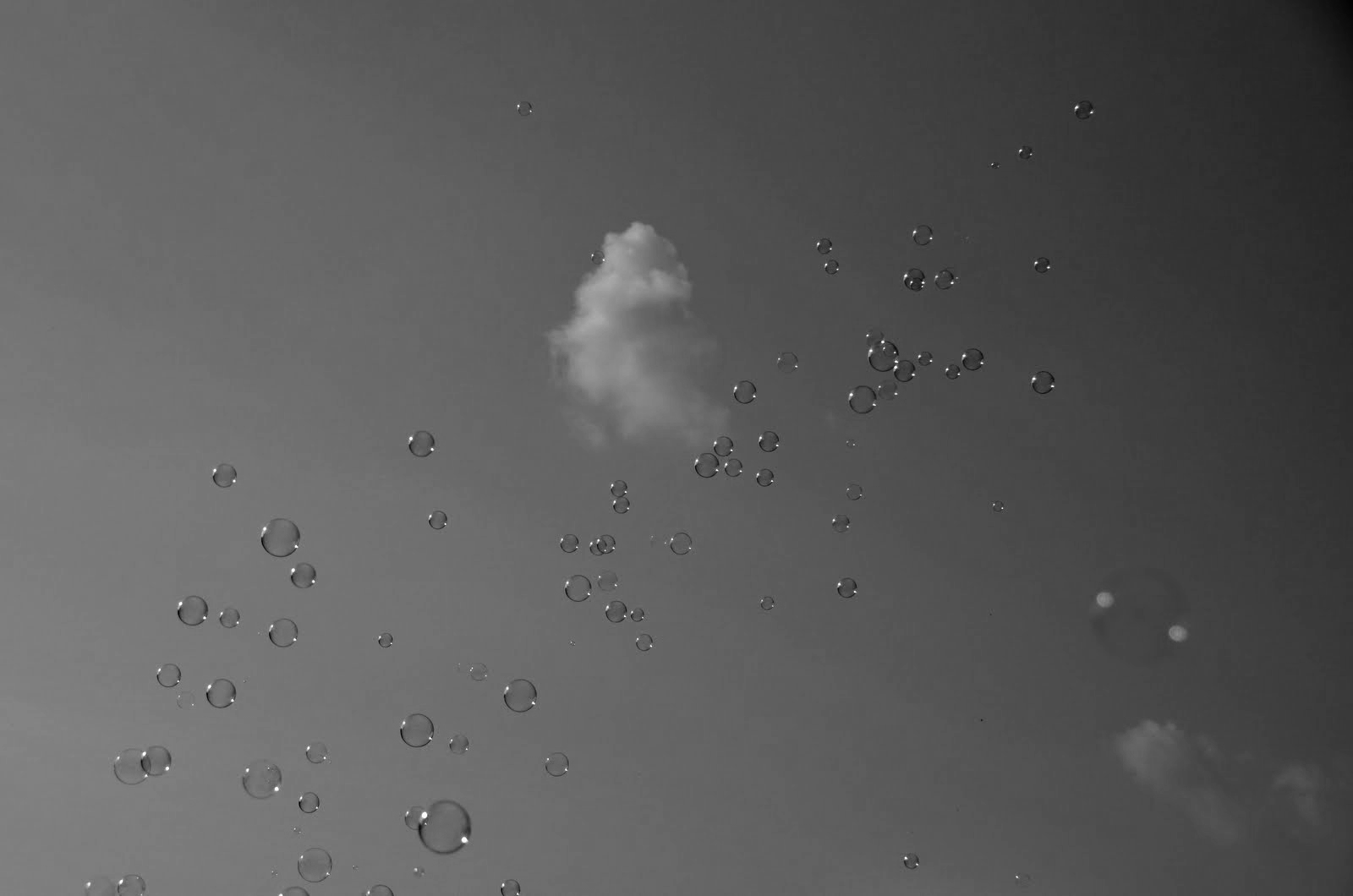 image of bubbles against backdrop of sky