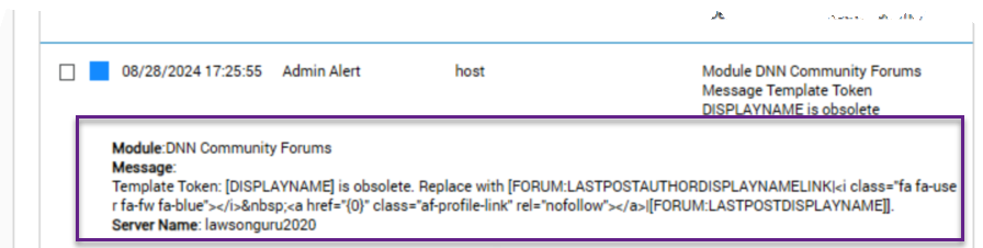 Legacy Token Replacement Admin Log