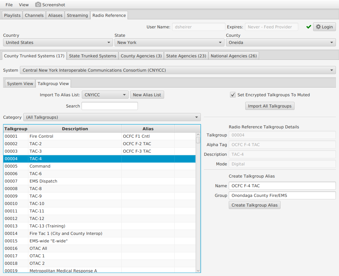 Radio Reference Trunking Talkgroup View