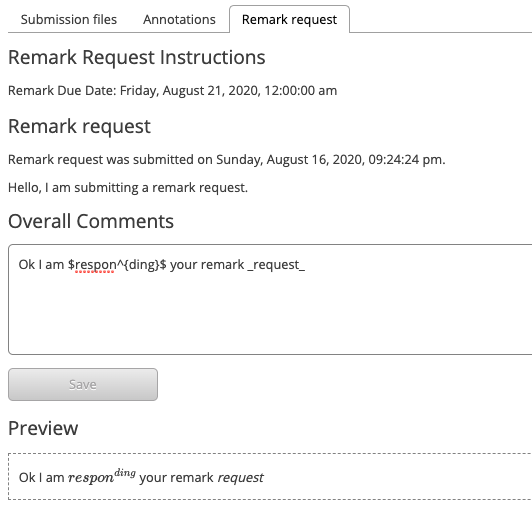 Remark Request Tab