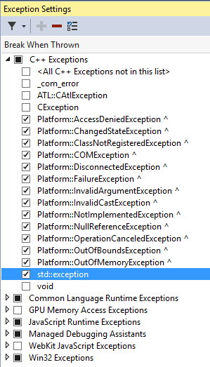 Exception Settings