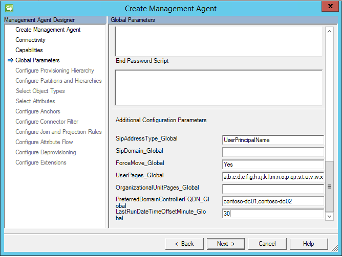 Lync Connector - Global Parameters