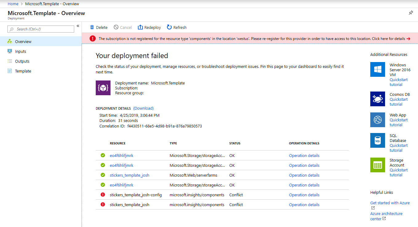 Error when Application Insights is not supported