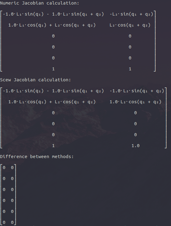 Jacobian calculation