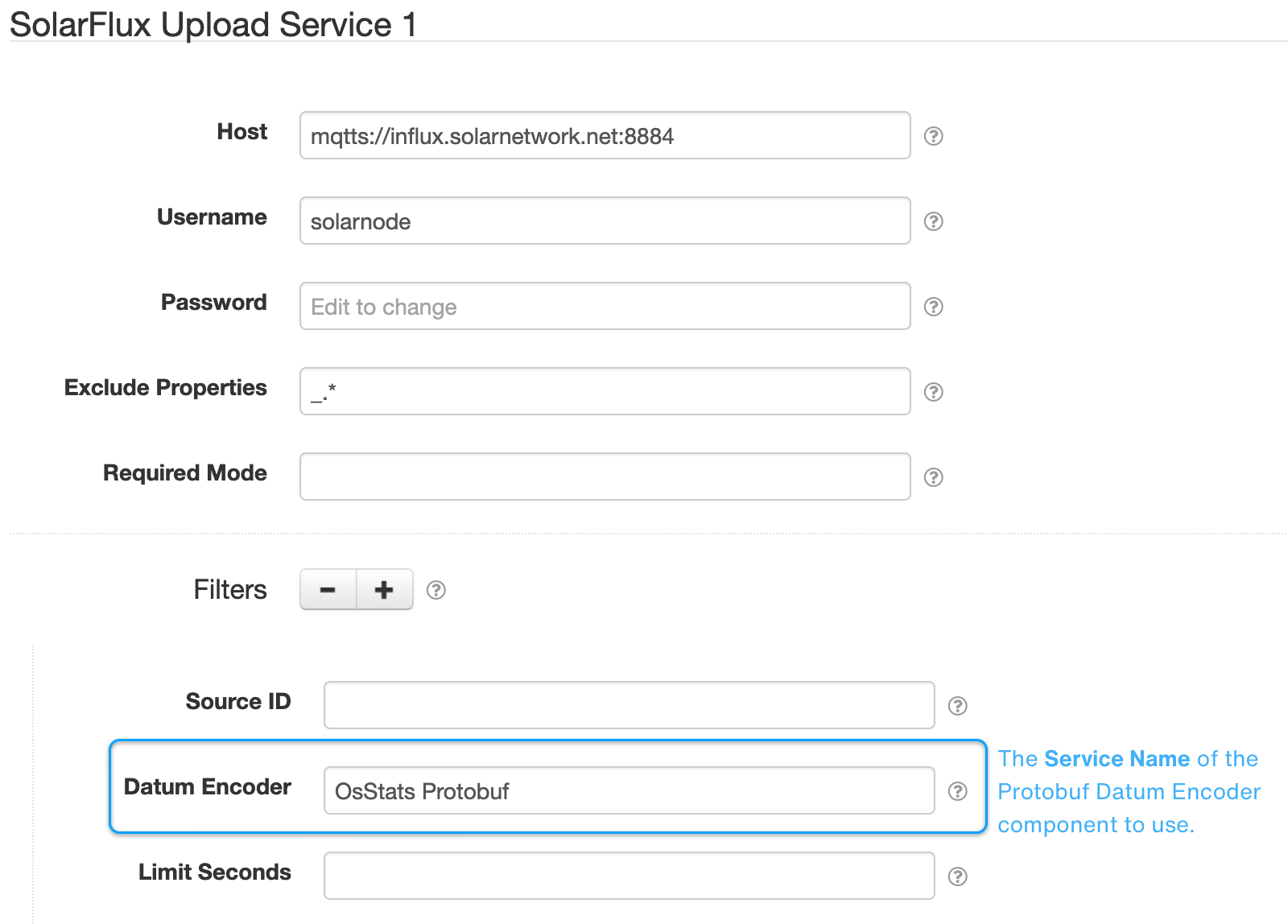 SolarFlux Upload settings