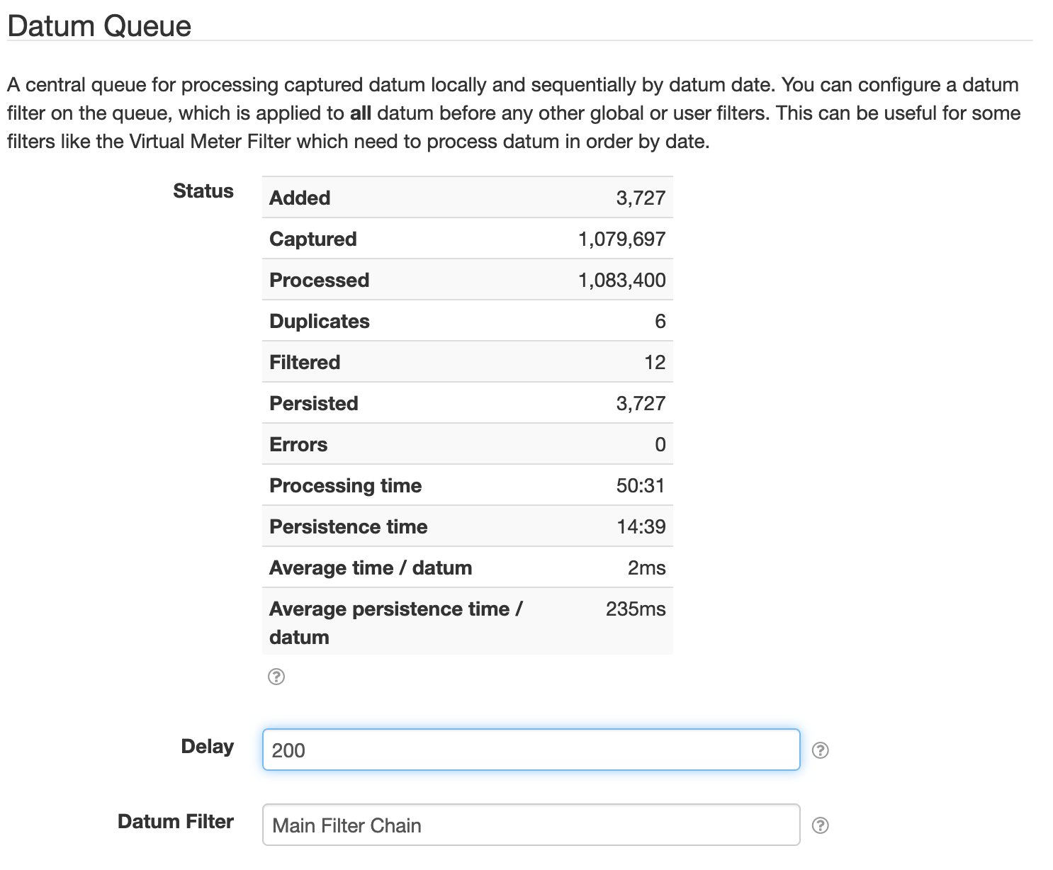 SolarNode Datum Queue setttings screen shot