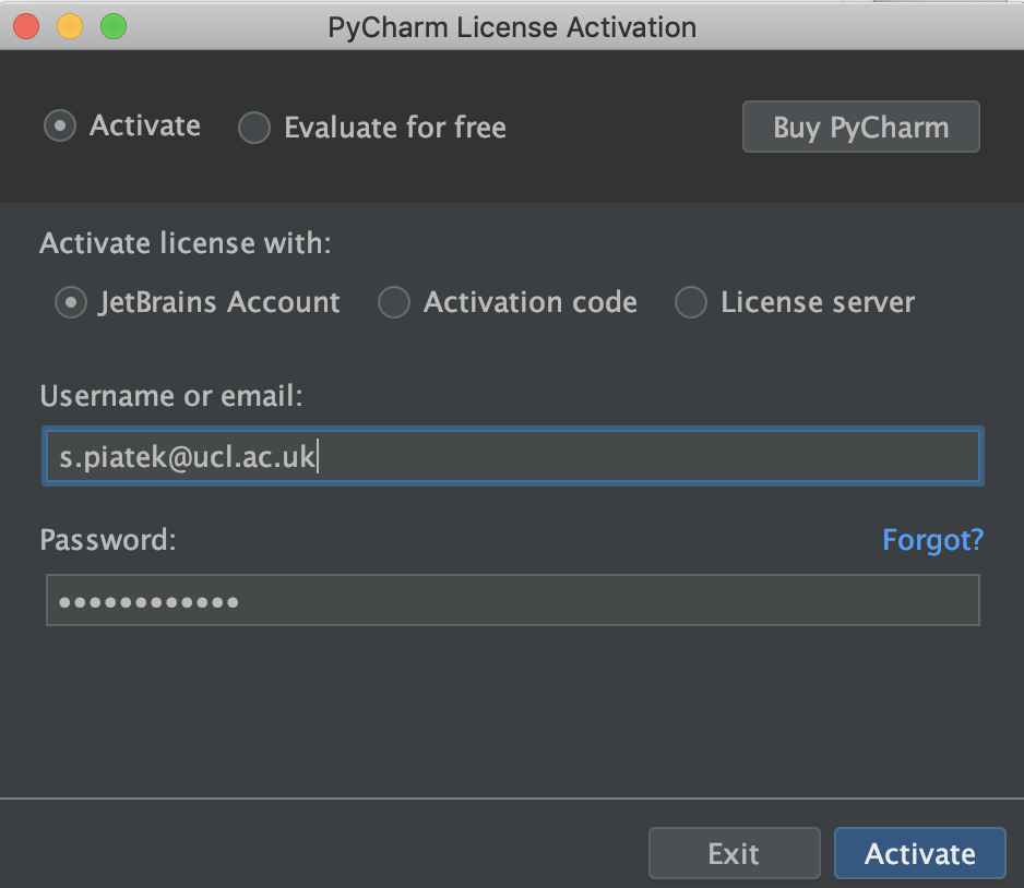 PyCharm activate