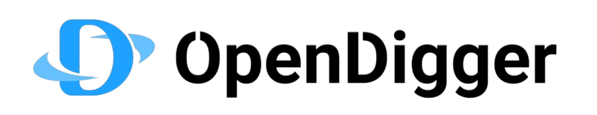 Shows a dark Opendigger logo in light mode and a white logo in dark mode