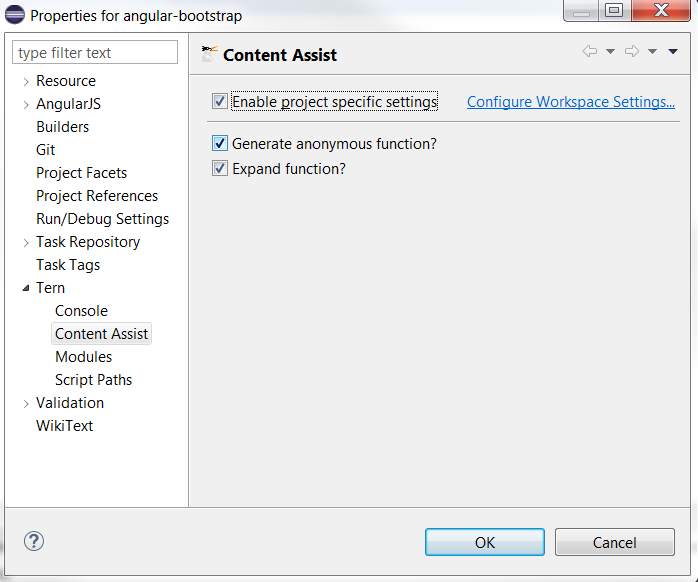 Content Assist preferences