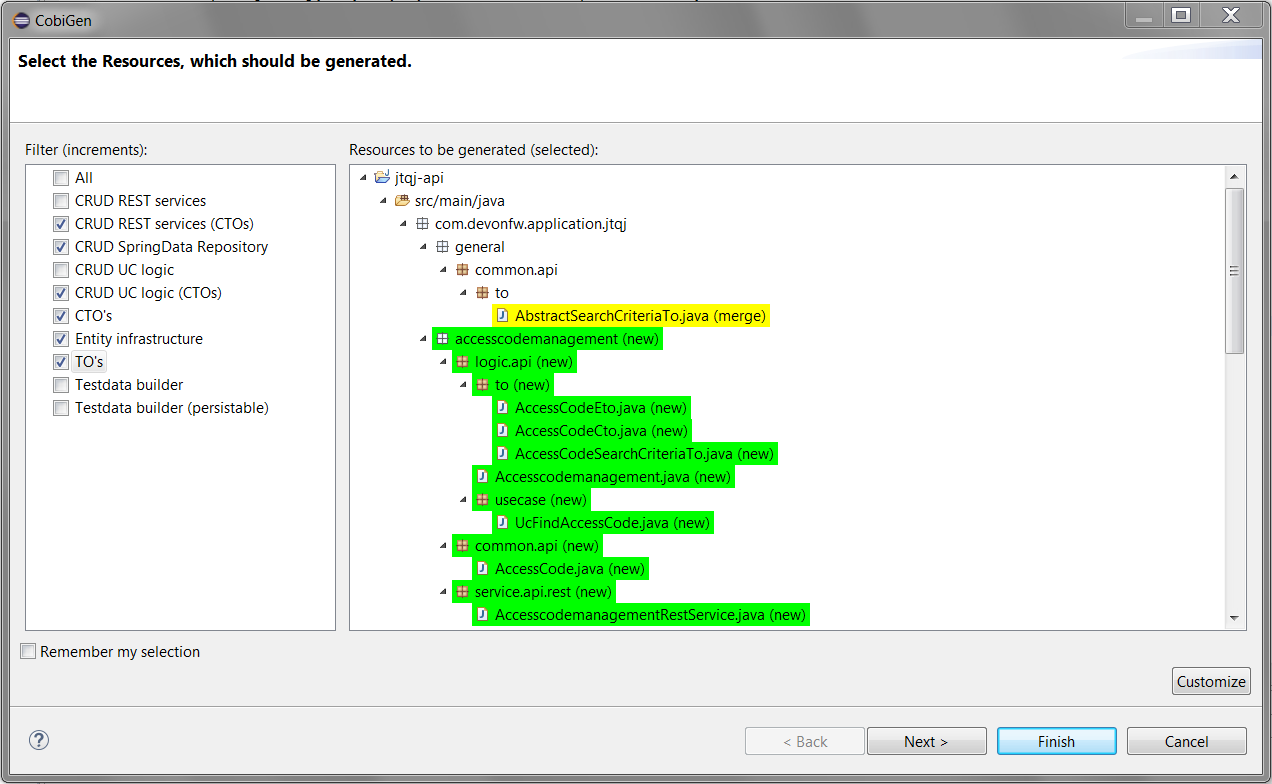 CobiGen New `AccessCode`