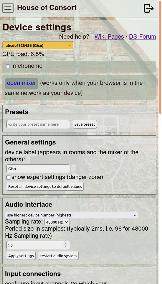 device settings