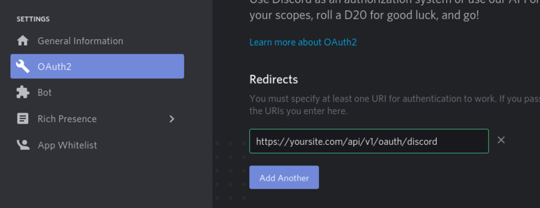 Discord OAuthリダイレクト