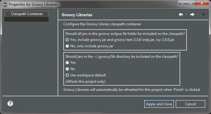 Groovy Libraries prefs page (before)