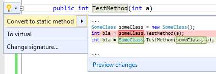 ConvertInstanceToStaticMethodCodeRefactoring