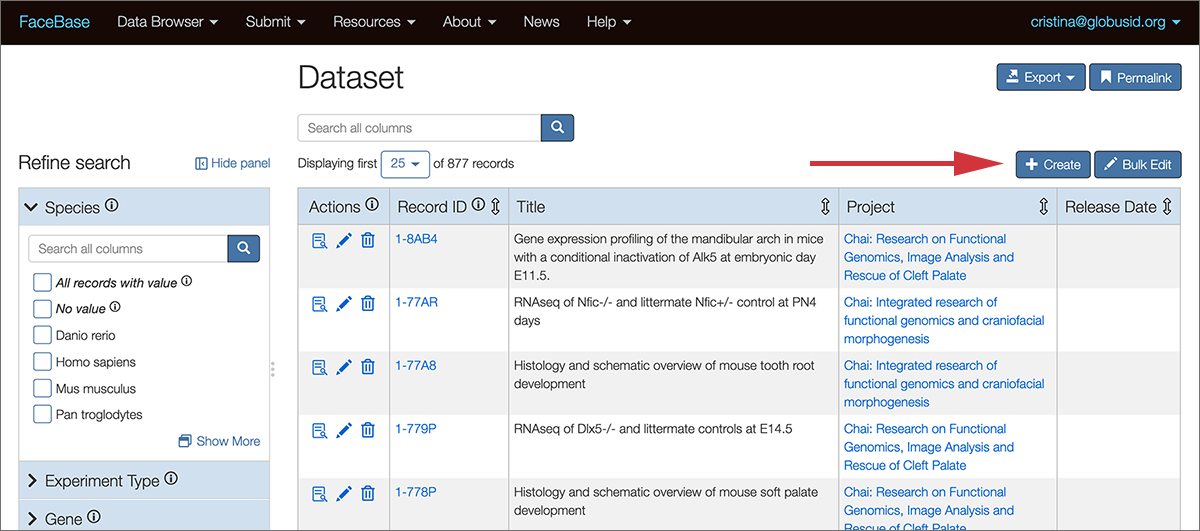 Create Dataset Link