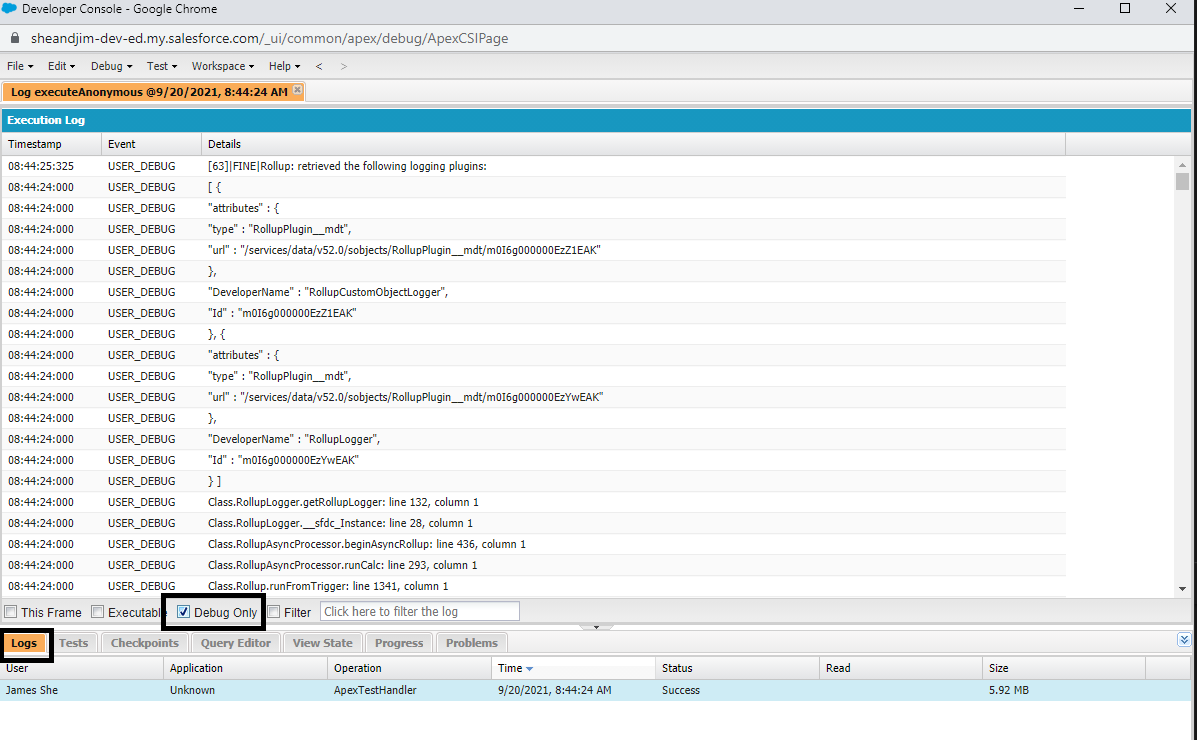 Apex Rollup Logging