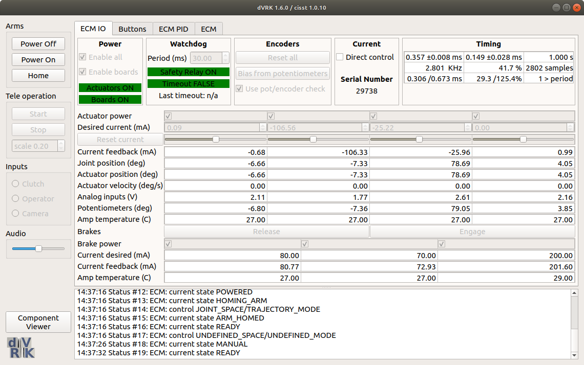 IO GUI with brakes