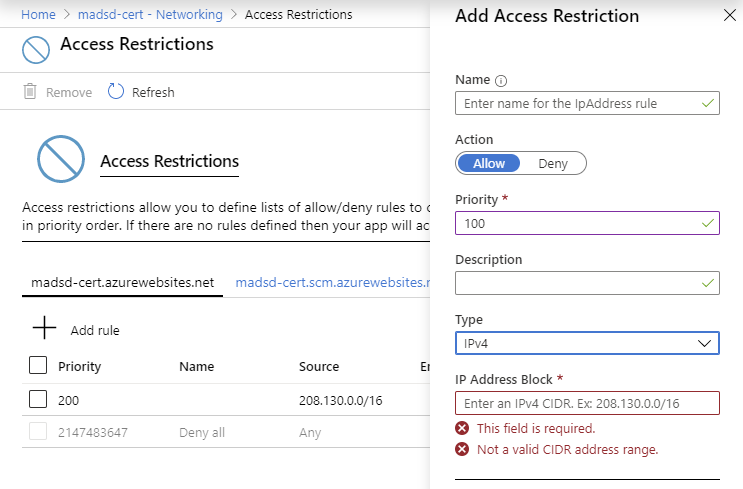 Add restriction UX