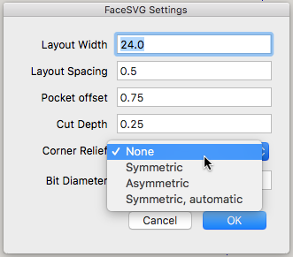 Relief Settings