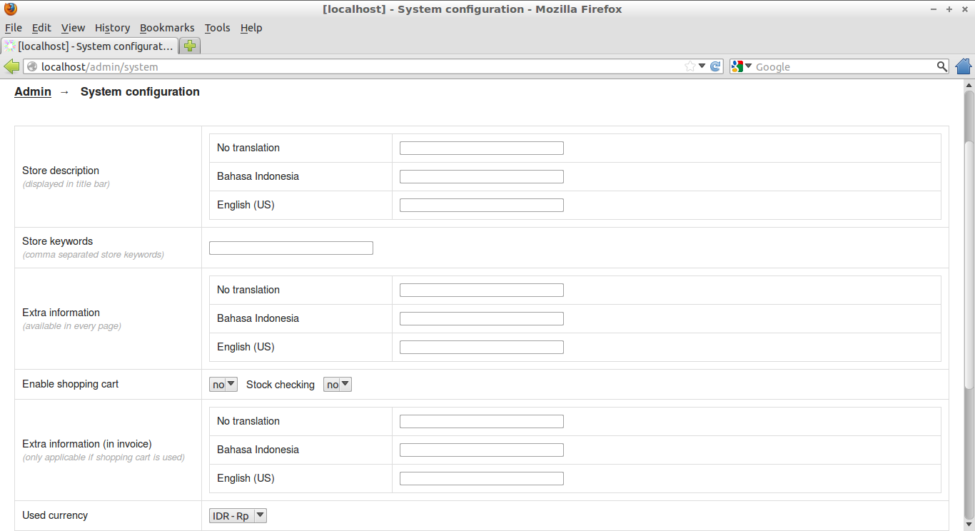 Admin / System Configuration