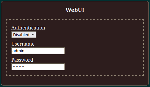 Web UI Configuration