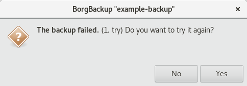 Question prompt asking about whether to retry the backup