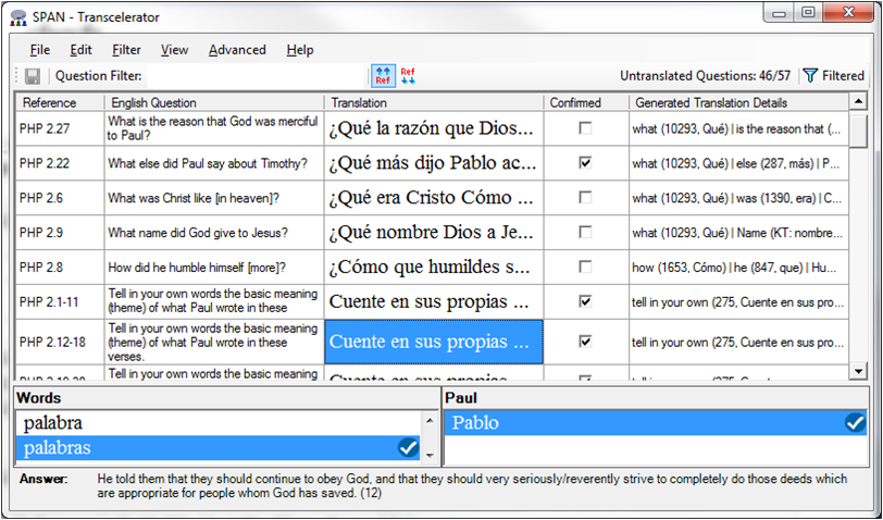 Transcelerator Screenshot - Spanish