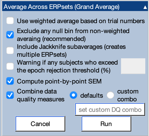 Average Across ERPsets