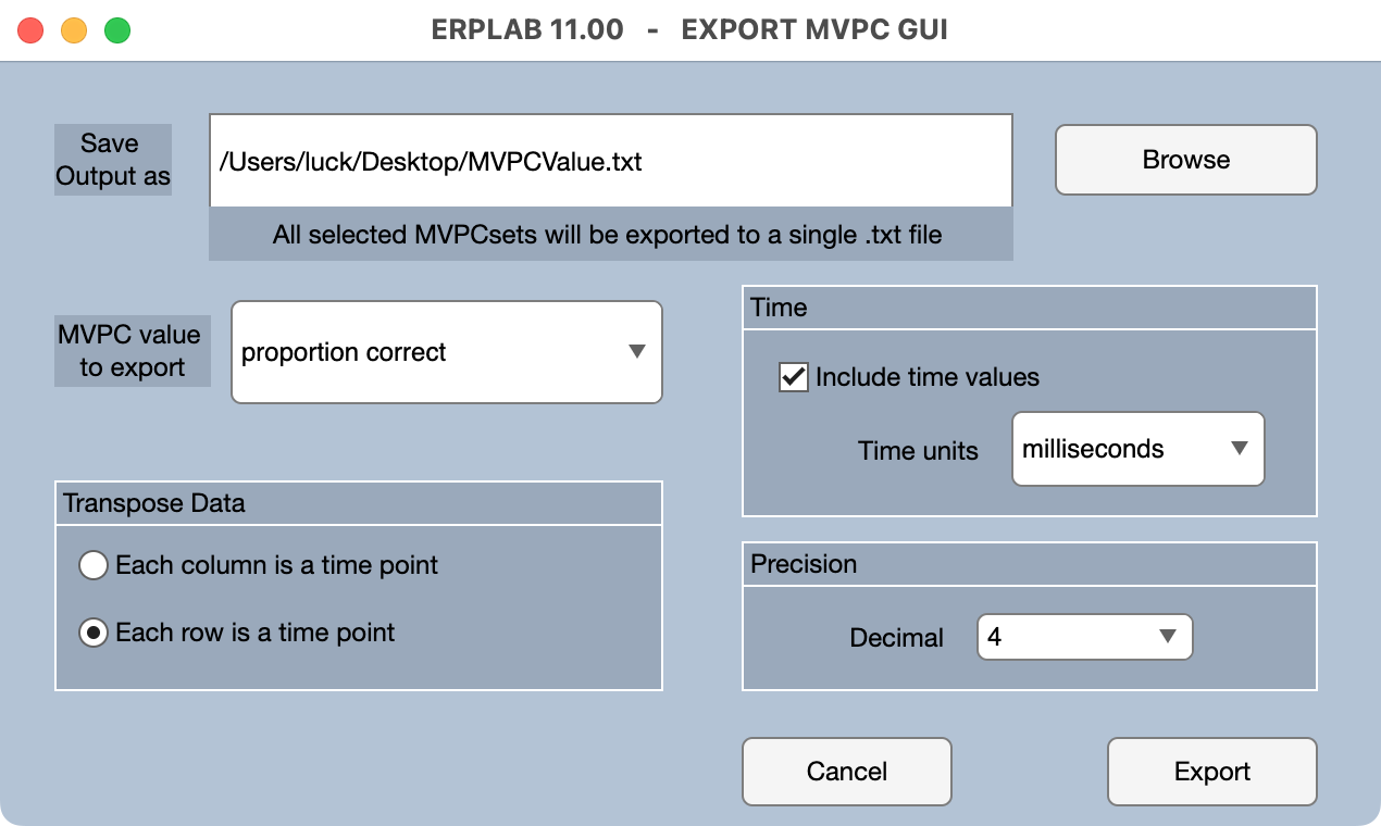 Export MVPCsets