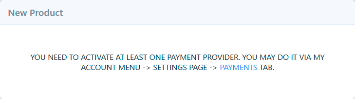 No active payment provider notification