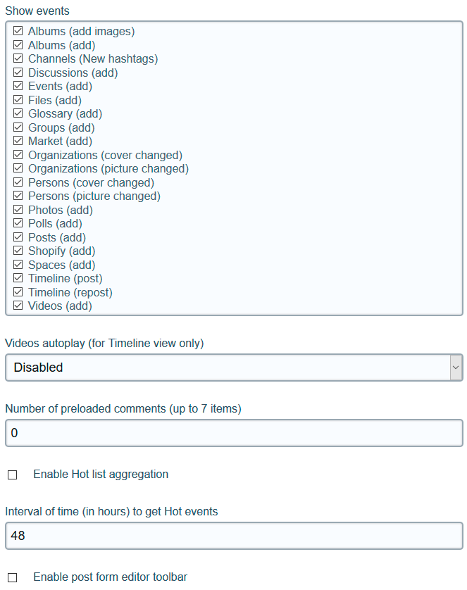 Timeline settings in Studio