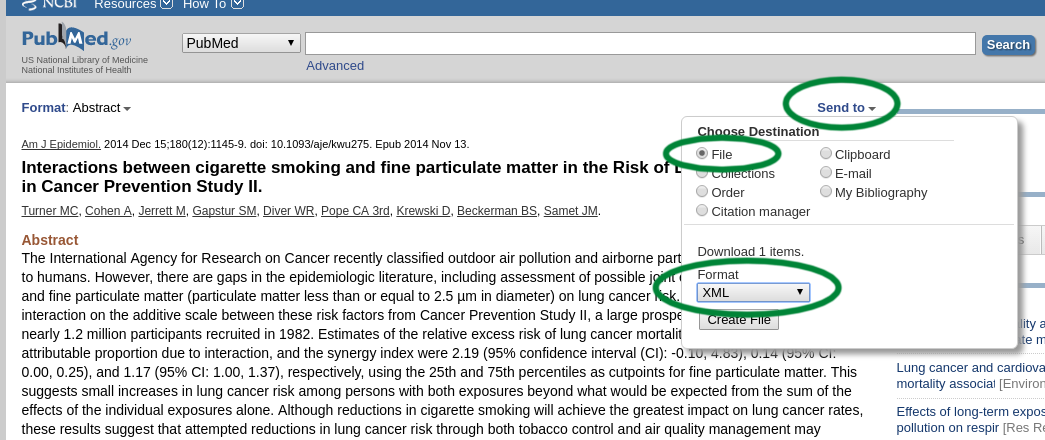 Exporting paper(s) as XML from PubMed