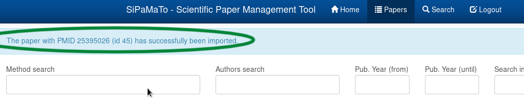 Successful import into SciPaMaTo