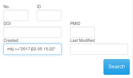 Combining searching by creator and created timestamp