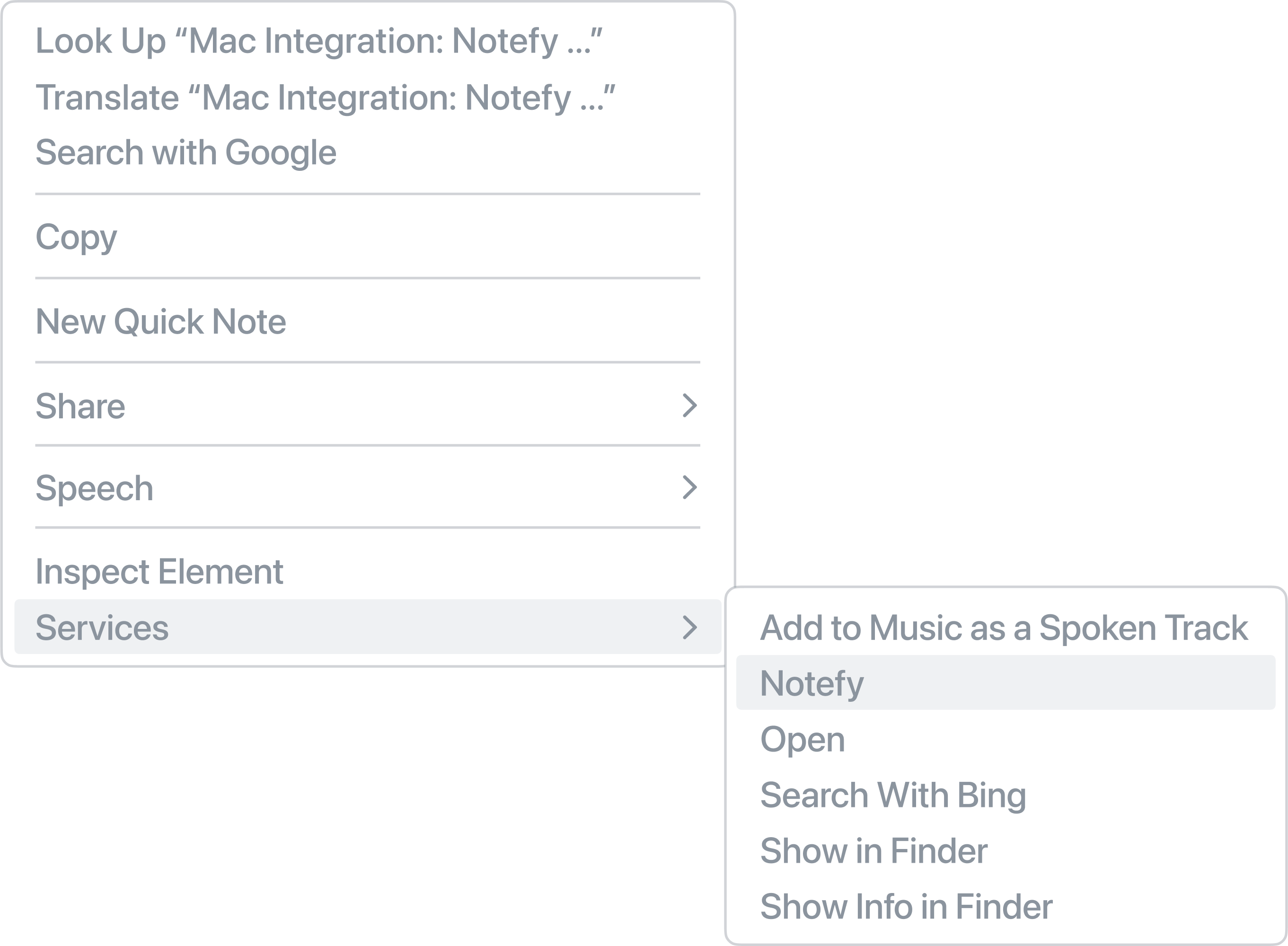 Quick Actions Menu