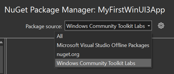 NuGet Feed Dropdown