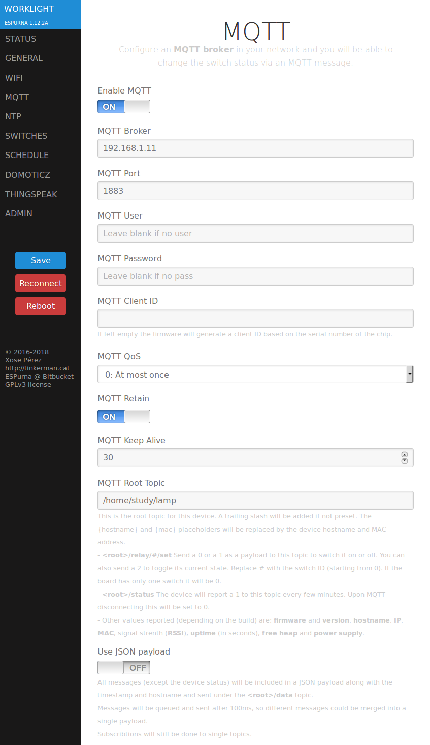 ESPurna UI MQTT